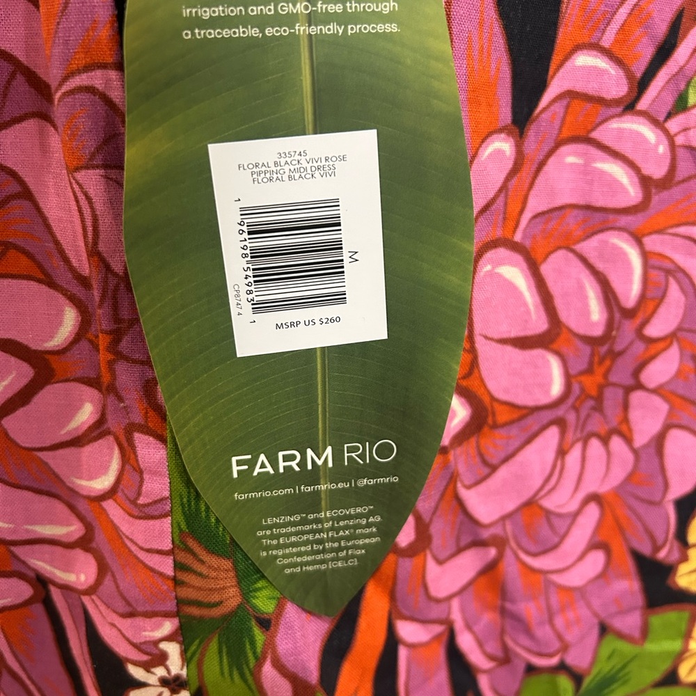 FARM Rio Floral Midi Dress in Pink, Orange, and Green - Picture 5 of 5